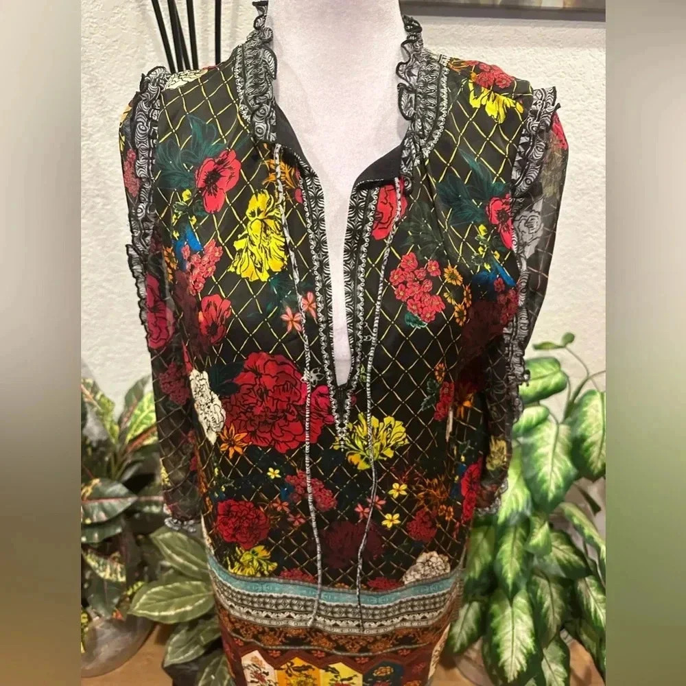 Alice + Olivia beautiful printed mini dress size L - Picture 9 of 15